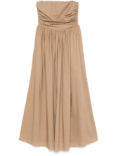 Matteau Strapless Lace-up Maxi Dress In Neutrals