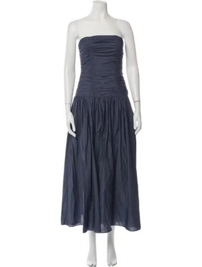 Pre-owned Matteau Strapless Long Dress In Blue