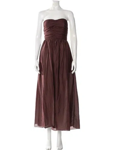 Pre-owned Matteau Strapless Long Dress In Burgundy