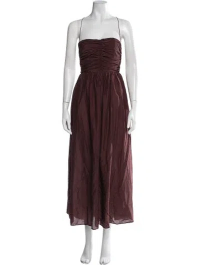 Pre-owned Matteau Strapless Long Dress In Burgundy