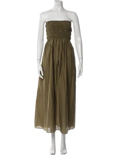 Pre-owned Matteau Strapless Long Dress In Green
