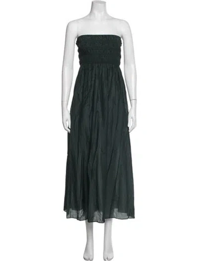 Pre-owned Matteau Strapless Long Dress In Green