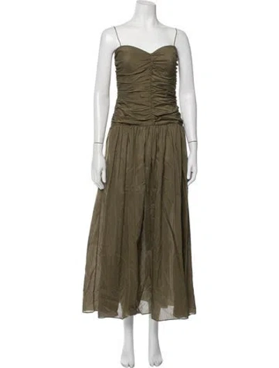 Pre-owned Matteau Strapless Long Dress In Green