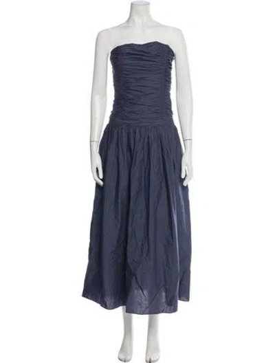 Pre-owned Matteau Strapless Long Dress W/ Tags In Blue