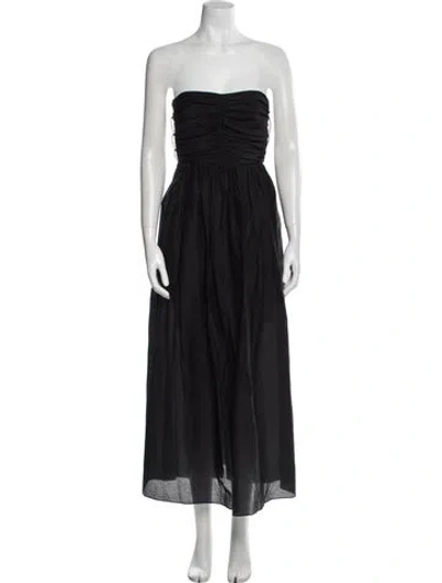 Pre-owned Matteau Strapless Midi Length Dress In Black