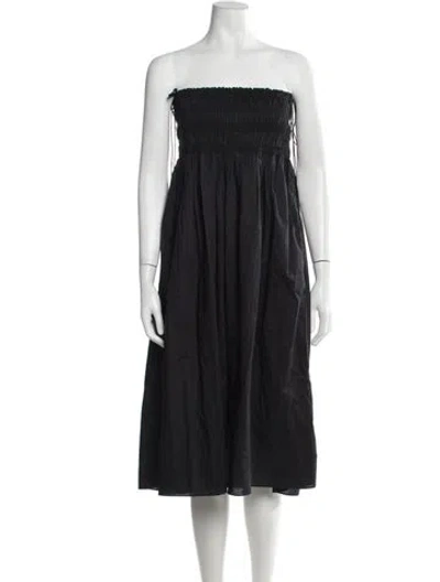 Pre-owned Matteau Strapless Midi Length Dress In Black