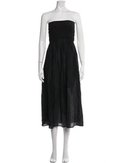 Pre-owned Matteau Strapless Midi Length Dress In Black