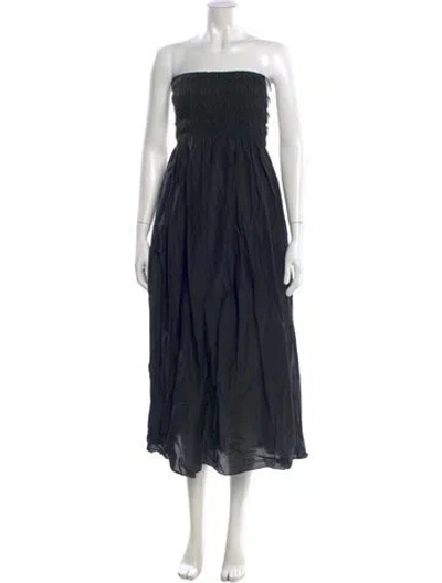 Pre-owned Matteau Strapless Midi Length Dress In Blue