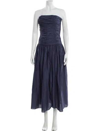 Pre-owned Matteau Strapless Midi Length Dress In Blue