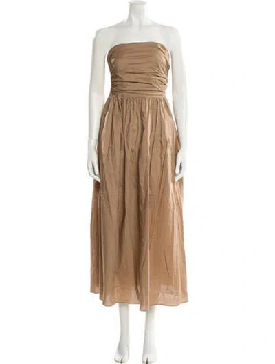 Pre-owned Matteau Strapless Midi Length Dress In Brown