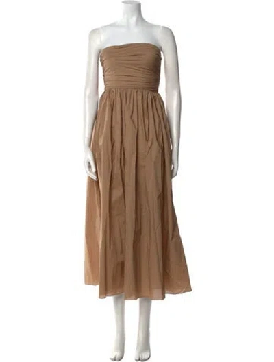 Pre-owned Matteau Strapless Midi Length Dress In Brown