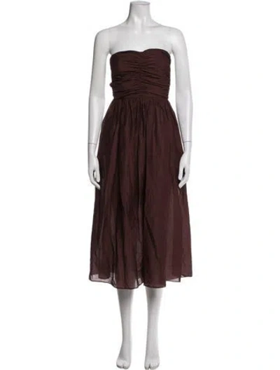 Pre-owned Matteau Strapless Midi Length Dress In Brown