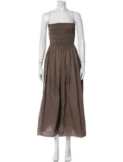 Pre-owned Matteau Strapless Midi Length Dress In Brown