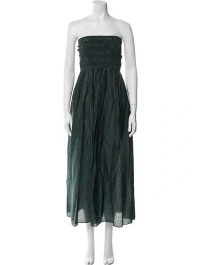 Pre-owned Matteau Strapless Midi Length Dress In Green