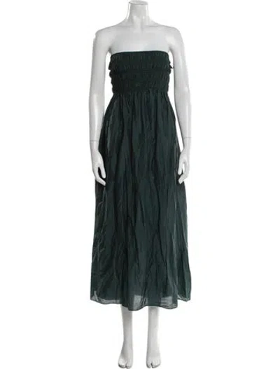 Pre-owned Matteau Strapless Midi Length Dress In Green