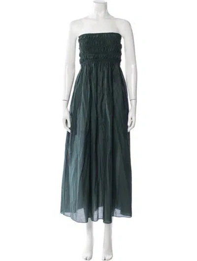 Pre-owned Matteau Strapless Midi Length Dress In Green
