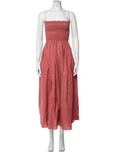 Pre-owned Matteau Strapless Midi Length Dress In Red