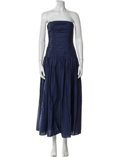 Pre-owned Matteau Strapless Midi Length Dress W/ Tags In Blue