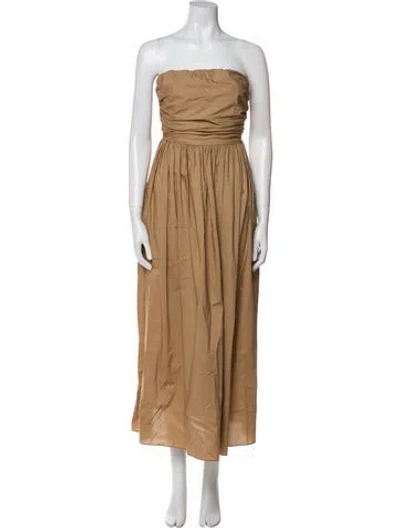Pre-owned Matteau Strapless Midi Length Dress W/ Tags In Brown