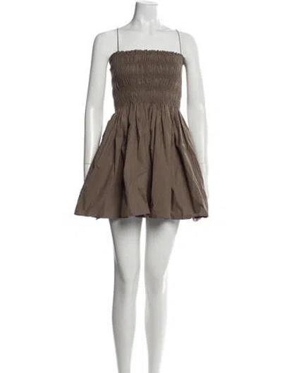 Pre-owned Matteau Strapless Mini Dress In Brown
