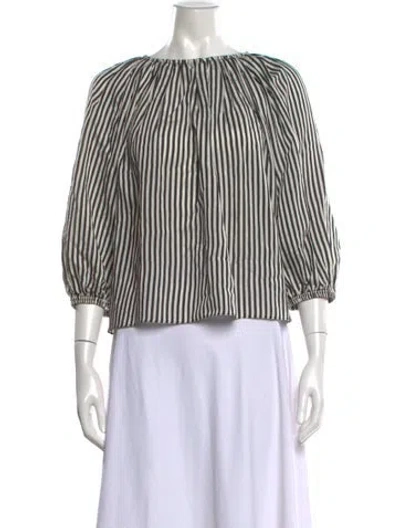 Pre-owned Matteau Striped Crew Neck Blouse In Multicolor