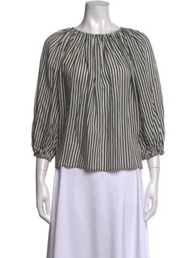Pre-owned Matteau Striped Crew Neck Top In Multicolor