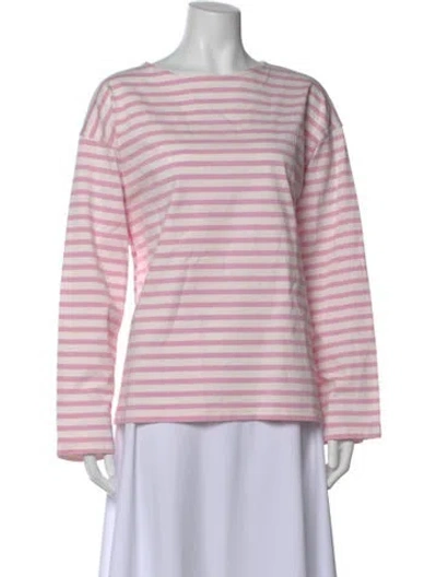 Pre-owned Matteau Striped Crew Neck Top In Pink