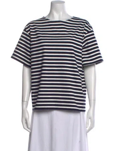 Pre-owned Matteau Striped Crew Neck T-shirt In Neutrals