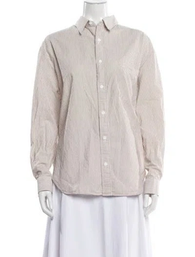 Pre-owned Matteau Striped Long Sleeve Button-up Top In Multi