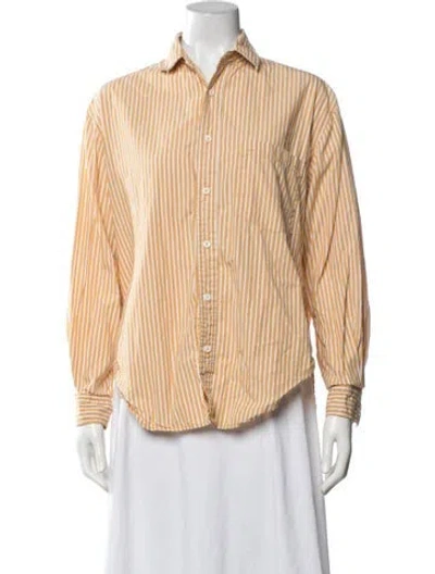 Pre-owned Matteau Striped Long Sleeve Button-up Top In Yellow