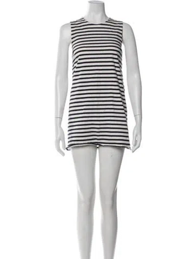 Pre-owned Matteau Striped Mini Dress In White