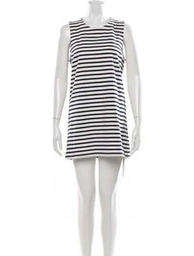 Pre-owned Matteau Striped Mini Dress In White