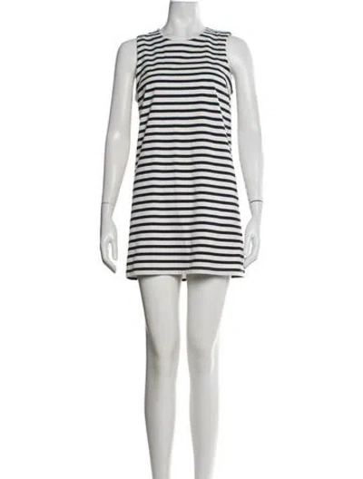 Pre-owned Matteau Striped Mini Dress In White