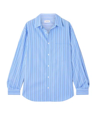 Matteau Striped Organic Cotton-poplin Shirt In Blue