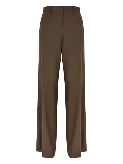 Matteau Wide-leg Wool-blend Trousers In Brown