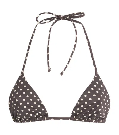 Matteau The String Polka-dot Triangle Bikini Top In Brown