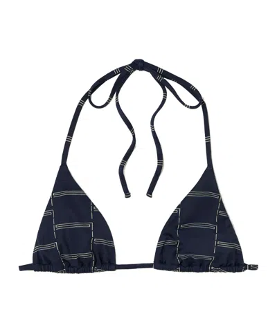 Matteau The String Printed Recycled Triangle Bikini Top In Blue
