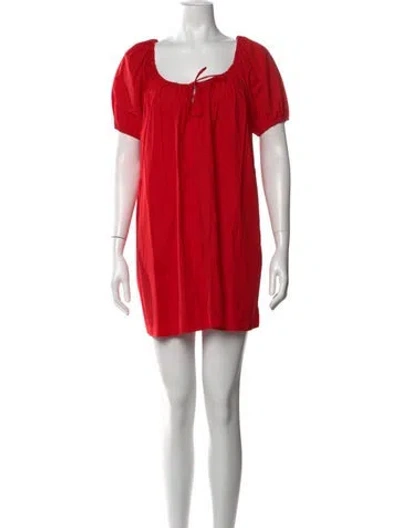 Pre-owned Matteau Tie Neck Mini Dress In Red