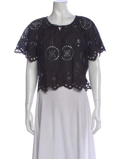Pre-owned Matteau Tie Neck Short Sleeve Crop Top In Multi