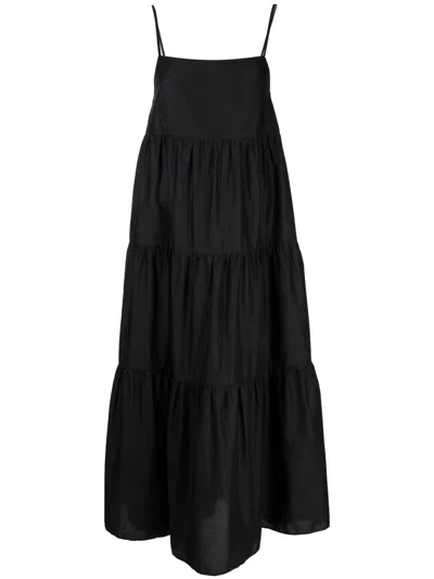 Matteau Tiered-design Midi Dress In Schwarz