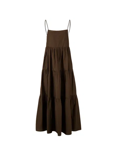 Matteau Tiered-design Maxi Dress In Brown
