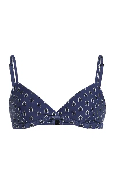 Matteau Embellished Stretch Recycled Halterneck Bikini Top In Blue