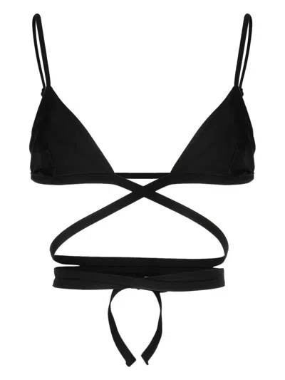 Matteau Triangle-cup Wrapped Bikini Top In Schwarz