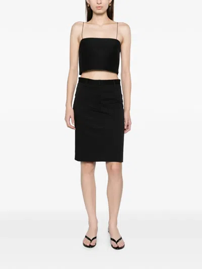 Matteau Twill Pencil Skirt In Black