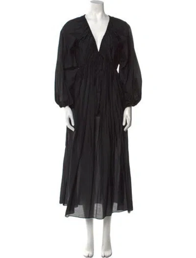 Pre-owned Matteau V-neck Long Dress In Black