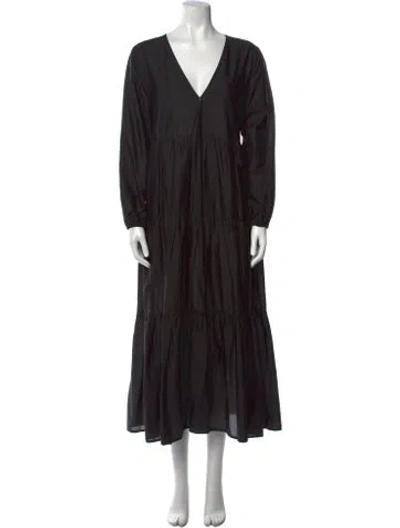 Pre-owned Matteau V-neck Long Dress In Black