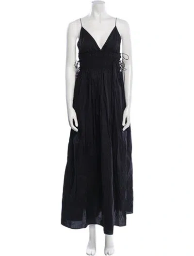 Pre-owned Matteau V-neck Long Dress In Black