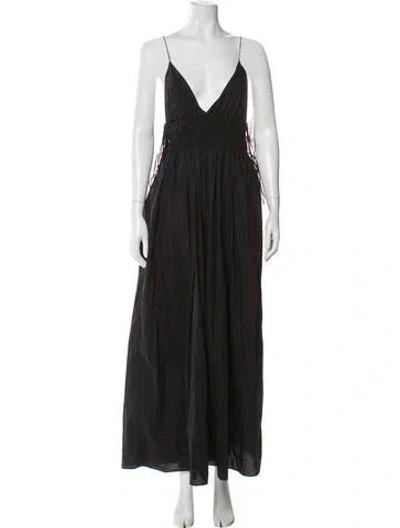 Pre-owned Matteau V-neck Long Dress In Black