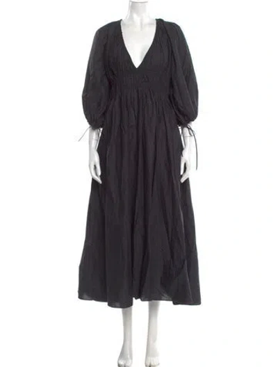 Pre-owned Matteau V-neck Long Dress In Black