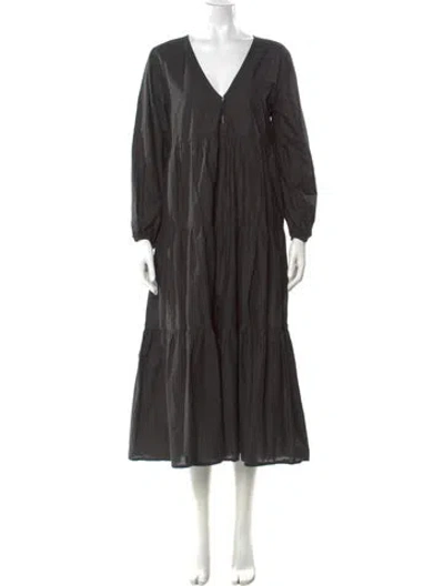 Pre-owned Matteau V-neck Long Dress In Black